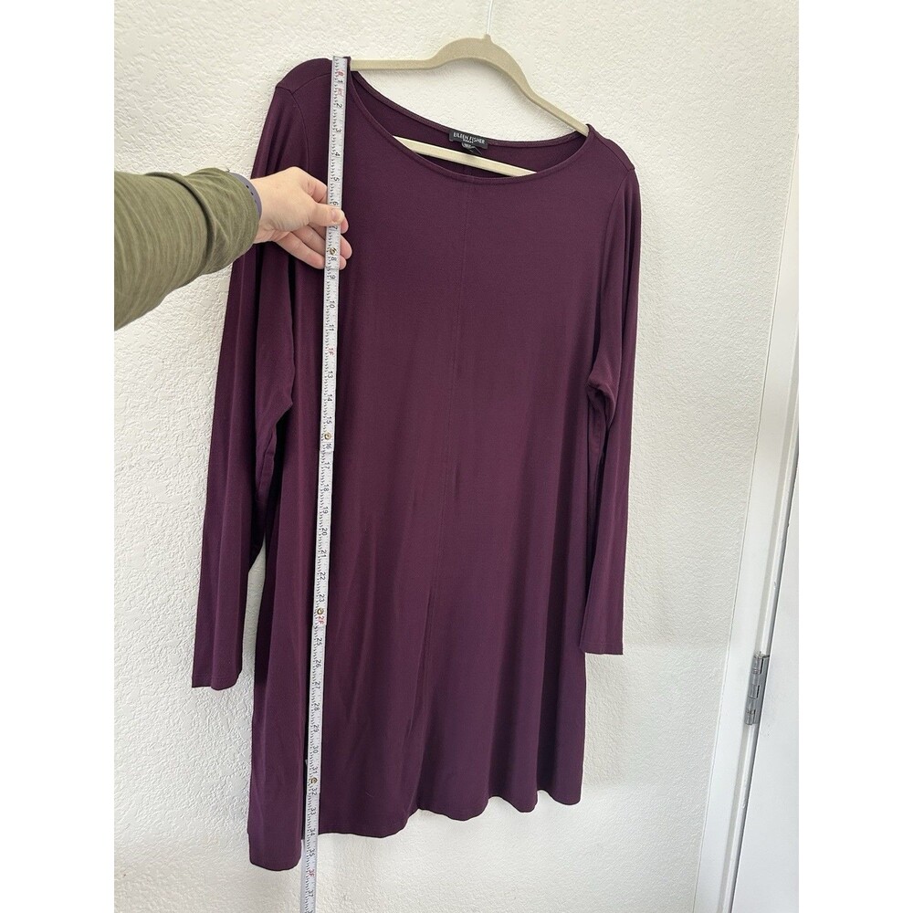 Eileen Fisher Purple Viscose Tunic 2X Minimalist Lagenlook Long Sleeve Stretch - Picture 3 of 7